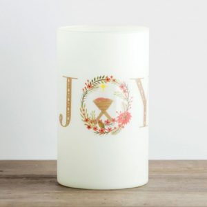 Joy - Large Glass Christmas Candle Holder Dayspring