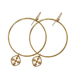 1.5" Round Hammered Hoop - Matte Gold All Things Faithful Gracewear