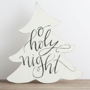 O Holy Night - Wooden Tree Board with Easel All Things Faithful DaySpring