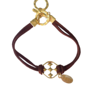 7.5" Suede Bracelet with 1" Matte Gold Shield All Things Faithful Gracewear