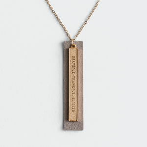 Product-Grateful, Thankful, Blessed - 18" Genuine Leather Layered Bar Pendant Necklace-DaySpring-AllThingsFaithful