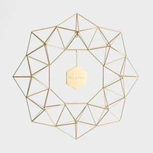 Product-Wreath-Candace Cameron Bure - Geometric Wreath with Medallion Messages - Gold-DaySpring-AllThingsFaithful